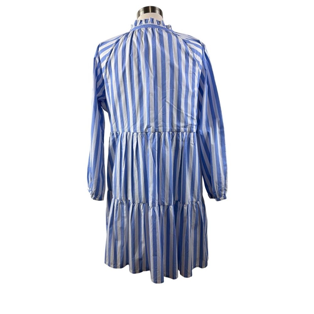 J.Crew Striped Tiered Cotton Dress XL Blue & White - Picture 10 of 16